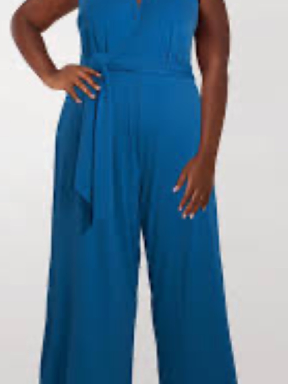 Sleeveless Teal Blue Jumpsuit Romper with Knotted Waist